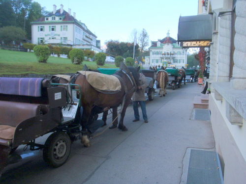 horse drawn open coach.